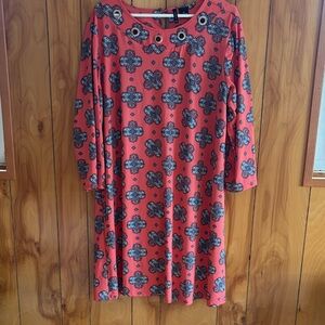 New Directions Pink and Black Patterned Dress